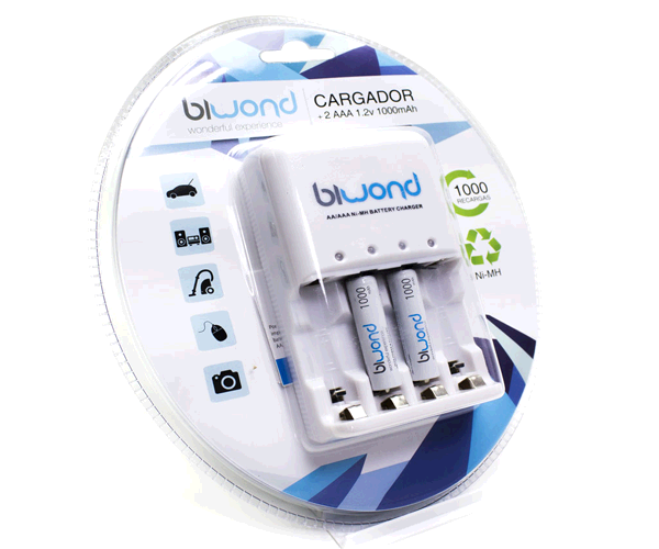 Cargador Pilas Aa / Aaa - Incluye 2 Pilas Aaa 1000 Mah